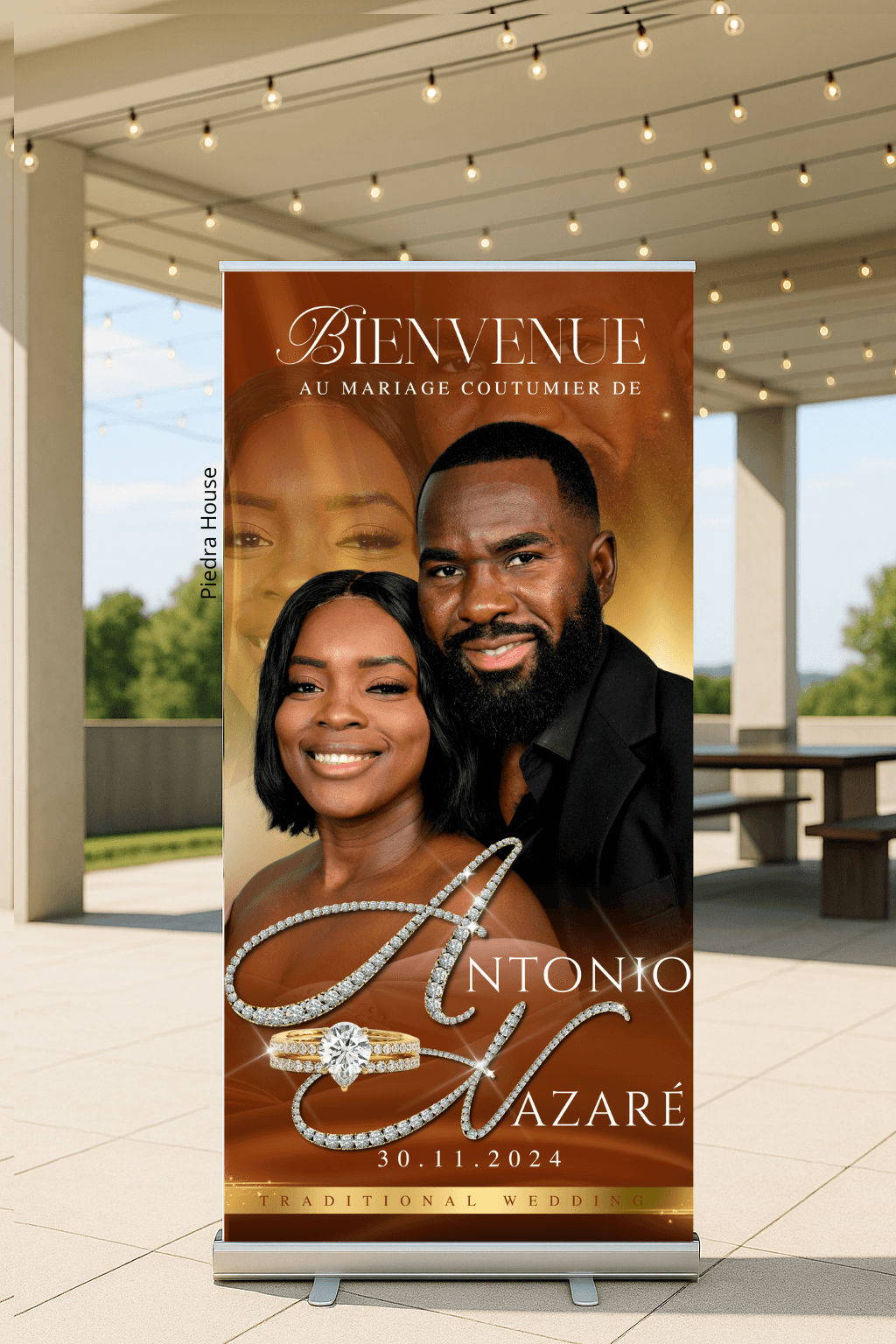 Roll-up de bienvenue imprimé pour un mariage